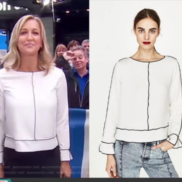 Zara Basic white blouse with black piping - Picture 7 of 7